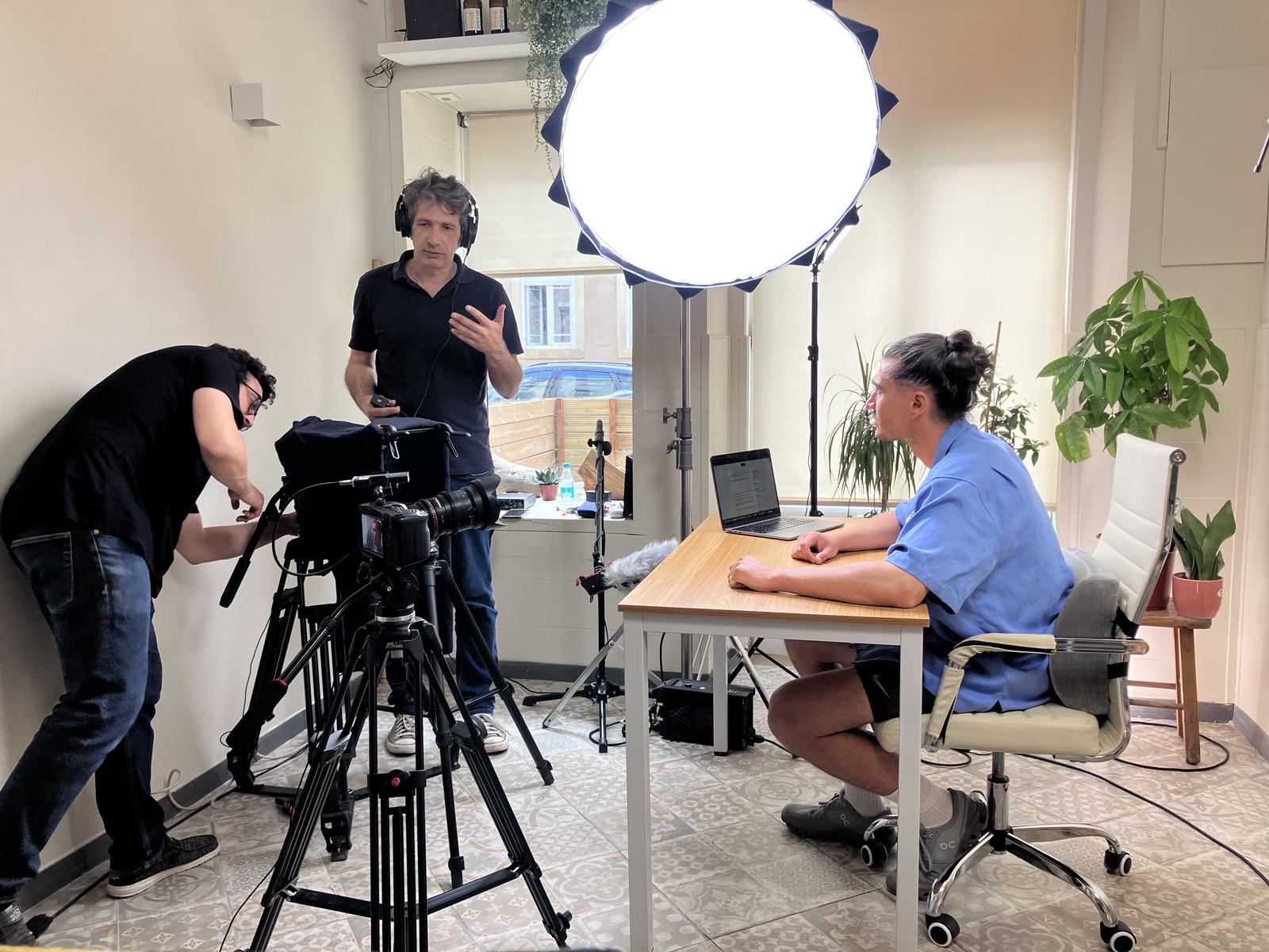 Founder interview shoot in production